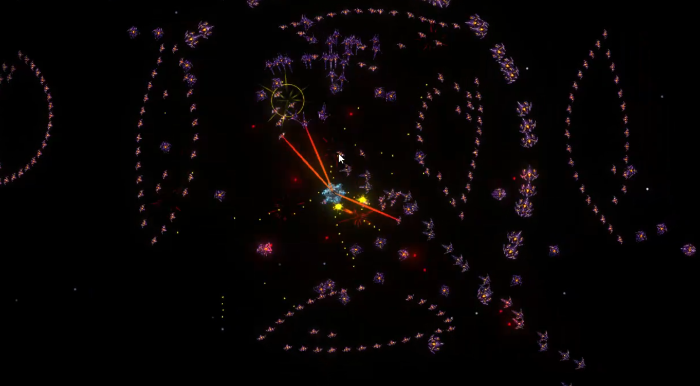SpaceSwarm dense enemy swarm combat